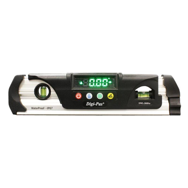 Nivel de torpedo digital Digi-Pas 9 pulgadas impermeable IP67 con imán, display LED brillante y transportador - DWL280Pro