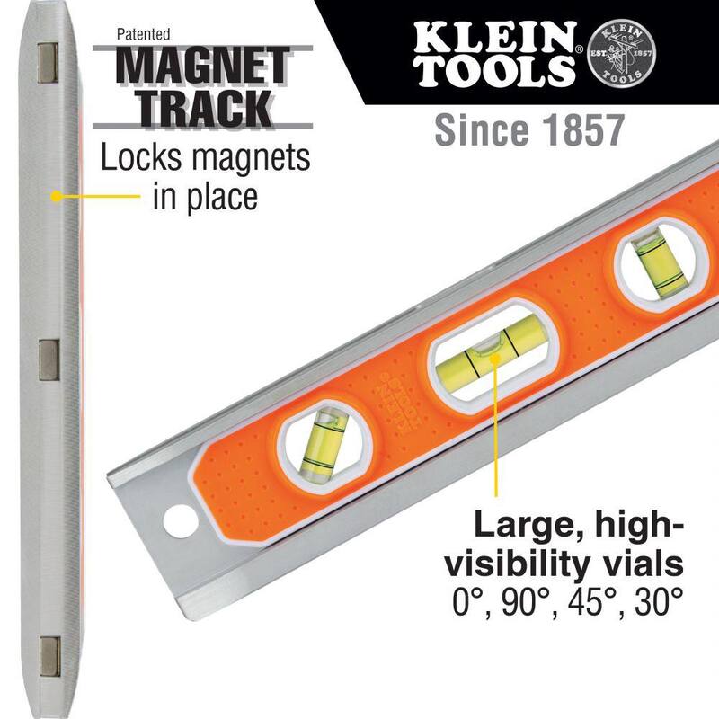 Herramienta Klein 9 pulgadas Nivel torpedo de aluminio con imán de tierra rara - 935R