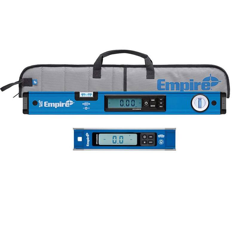 Nivel de caja digital de viga magnética True Blue de 24 pulgadas de Milwaukee con estuche y nivel de torpedo digital magnético de 9 pulgadas - EM105.24-em105.9.