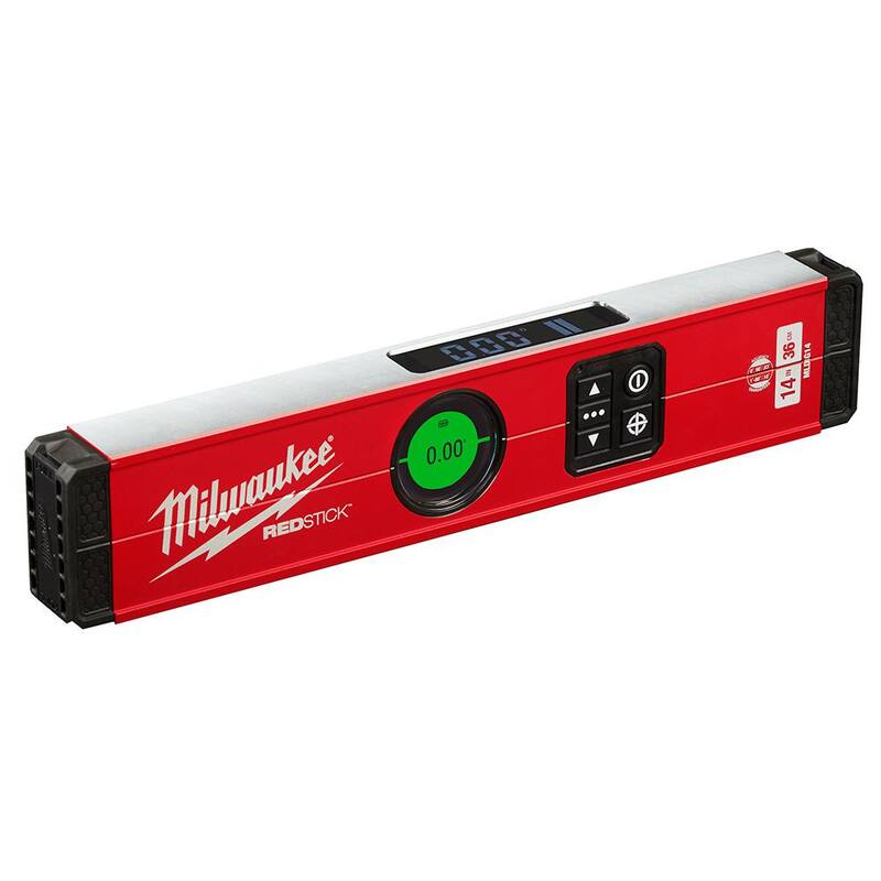 Milwaukee 14 pulgadas Nivel de caja digital REDSTICK con láser de línea cruzada verde de 100 pies y puntos de plomada - MLDIG14-3522-21
