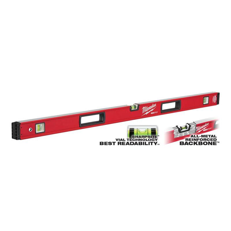 Set de niveles de caja Milwaukee 24 in. y 48 in. REDSTICK con nivel torpedo de fundición a presión de 10 in. con bloqueo de 360° (3 piezas) - MLBXS48-48-22-5210