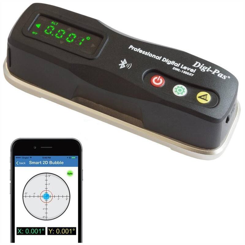 Nivel de precisión maestro inteligente de 2 ejes de 6 pulgadas Digi-Pas con Bluetooth 0.0002/pies (0.02 mm/m) - DWL1500XY