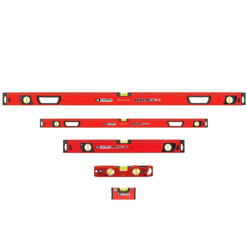 Set de 5 piezas de nivel de caja magnético de aluminio Kapro Vulcan de 4, 10, 24, 32 y 48 pulgadas - 995M-BXS