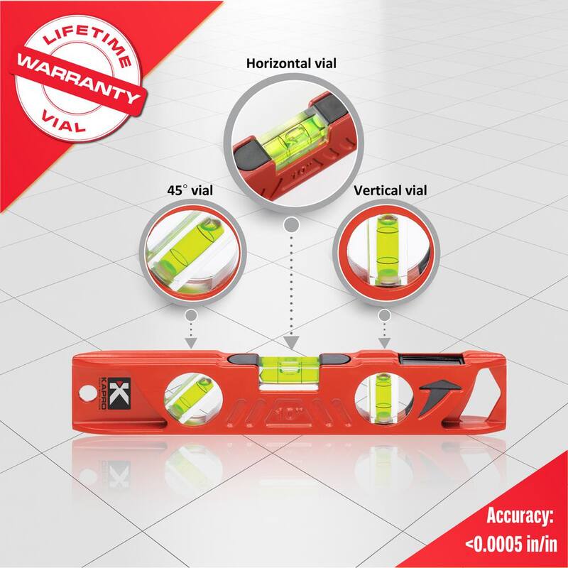 Set de 5 piezas de nivel de caja magnético de aluminio Kapro Vulcan de 4, 10, 24, 32 y 48 pulgadas - 995M-BXS