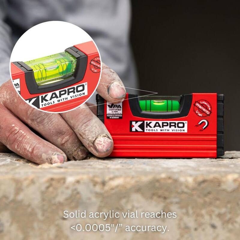Set de 5 piezas de nivel de caja magnético de aluminio Kapro Vulcan de 4, 10, 24, 32 y 48 pulgadas - 995M-BXS