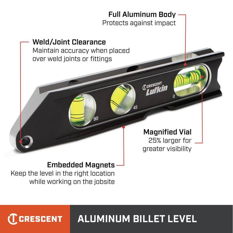 Nivel de torpedo de aluminio macizo de 9 pulgadas Crescent - LBL1100-02