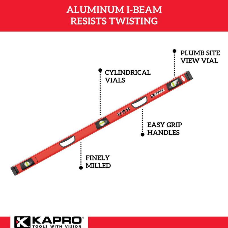Viga de aluminio Kapro de 72 pulgadas con Plumb Site - 170-81-72.