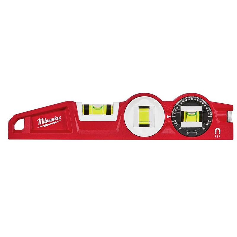 Milwaukee 10 pulg. Nivel de Torpedo de Fundición de Aluminio con Bloqueo de 360° y Escuadra de 7 pulg. para Escuadra de Techo (2 Piezas) - 48-22-5210-MLSQ070