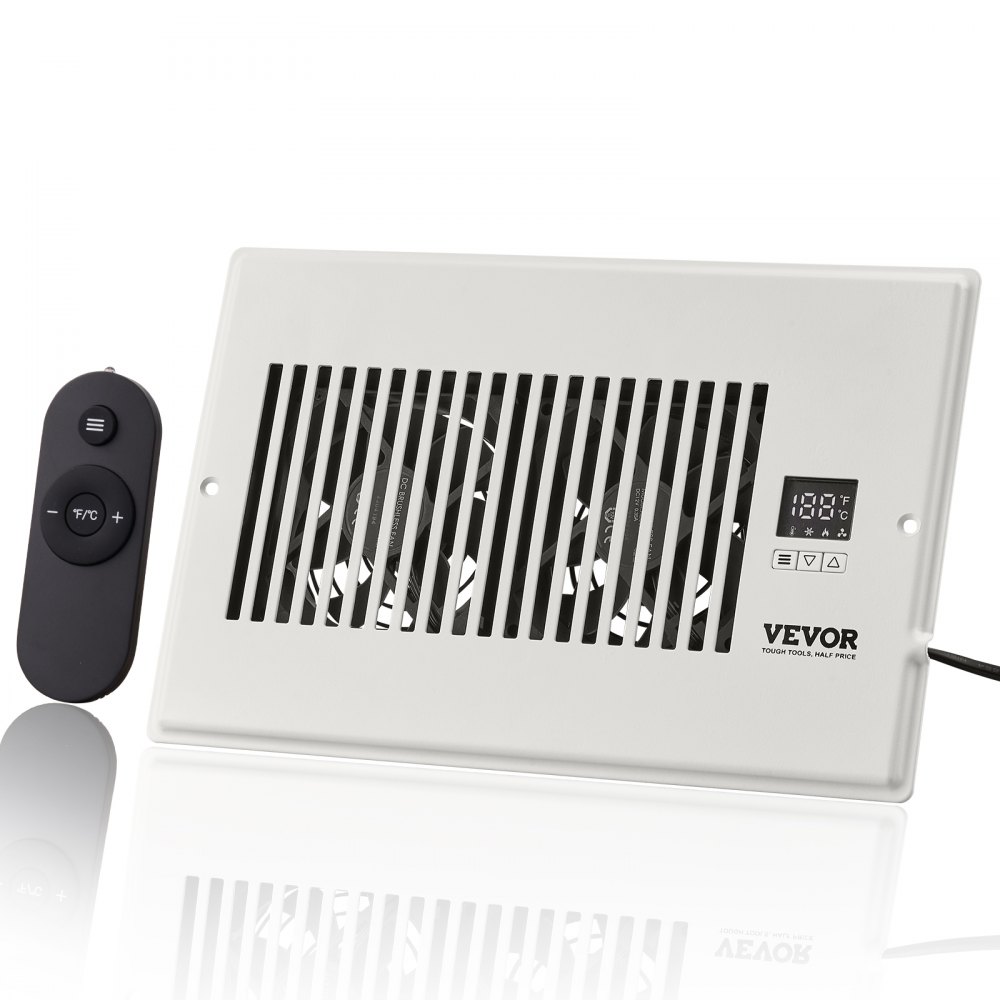 VEVOR Register Booster Fan, Quiet Vent Booster Fan Fits 6” x 10” Register Holes, with Remote Control and Thermostat Control, Adjustable Speed for Heating Cooling Smart Vent, White - ZCZTQFSB610IN13HLV5