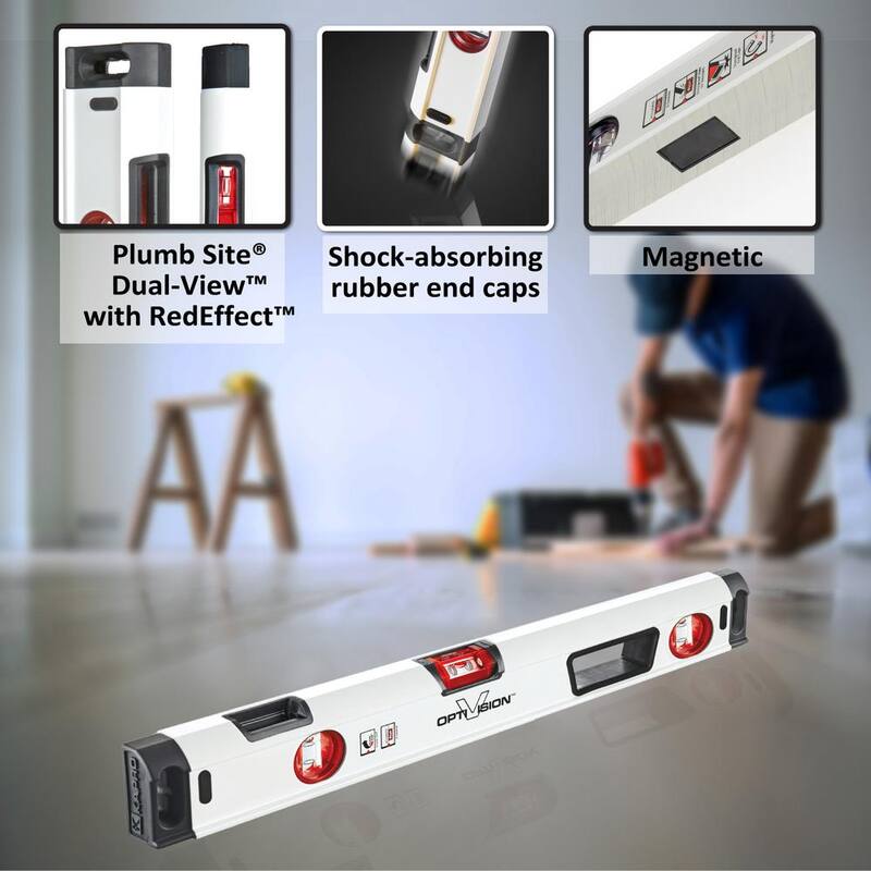 Nivel de caja magnético de aluminio pesado de 72 pulgadas Kapro con Optivision y Plumb Site - 905-41-72M