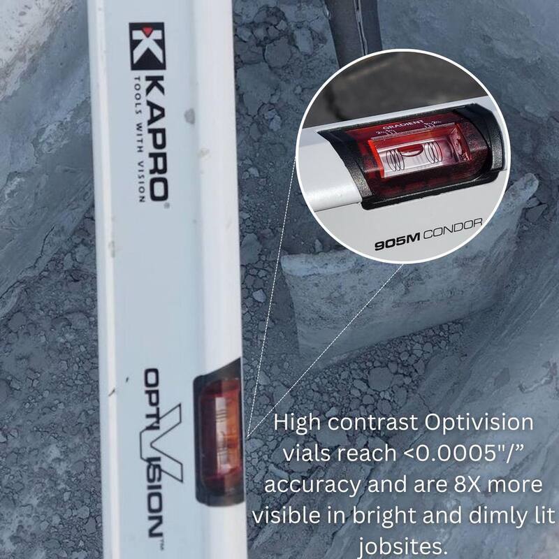 Nivel de caja magnético de aluminio pesado de 72 pulgadas Kapro con Optivision y Plumb Site - 905-41-72M