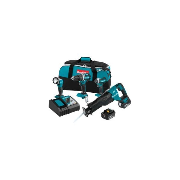 Makita Makita® LXT® Cordless 4-Pc. Combo Kit, 5.0Ah, 18V, Lithium-Ion, Brushless, 1500 lbs Torque - XT447T