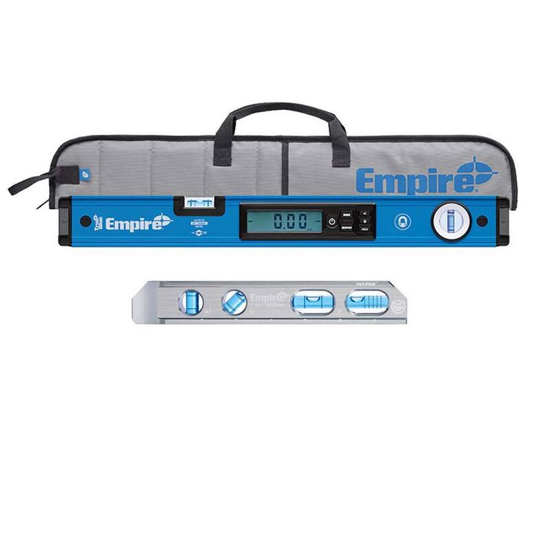 Milwaukee 24 in. Nivel de caja de viga digital True Blue magnético con estuche con Nivel torpedo billet magnético True Blue de 8 in. - EM105.24-EM71.8