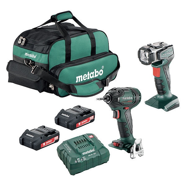 Metabo Cordless Combination Kit, 18.0V, 2 Tools - SSD 18 LTX 200 BL, ULA 14.4-18