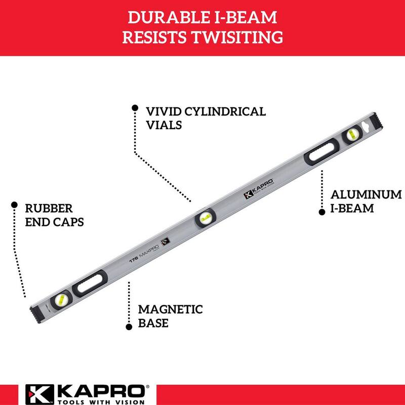 Kapro 176 MAXPRO 72 pulgadas Nivel magnético con Vial de 45° - 176-82-72