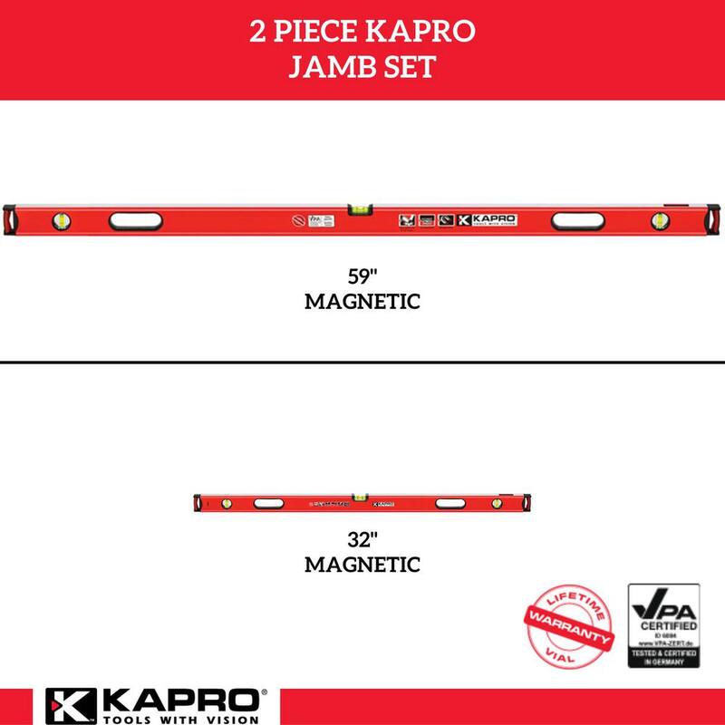 Set de marcos de puerta Kapro 78 in. y 32 in. Nivel de burbuja de aluminio magnético profesional - 985M-X-JMB