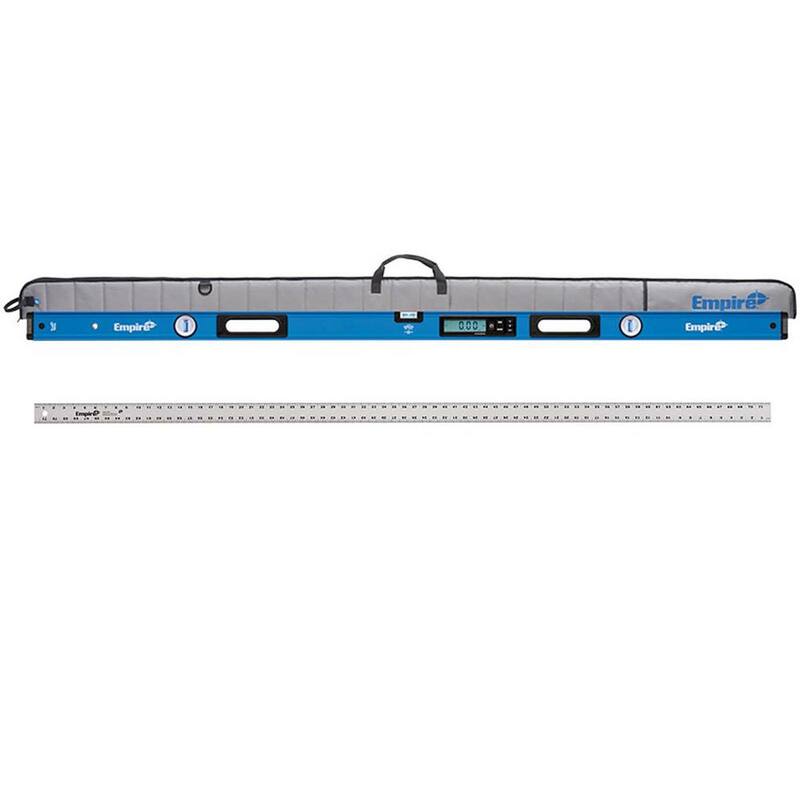 Nivel de caja de viga digital True Blue de 72 pulgadas de Milwaukee con estuche y regla de borde recto de aluminio de 72 pulgadas - E105.72-4006.
