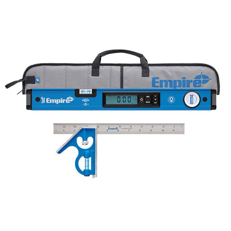 Nivel de caja digital de viga azul verdadero de 24 pulgadas de Milwaukee con imán y estuche, con escuadra combinada de 12 pulgadas - EM105.24-E250.