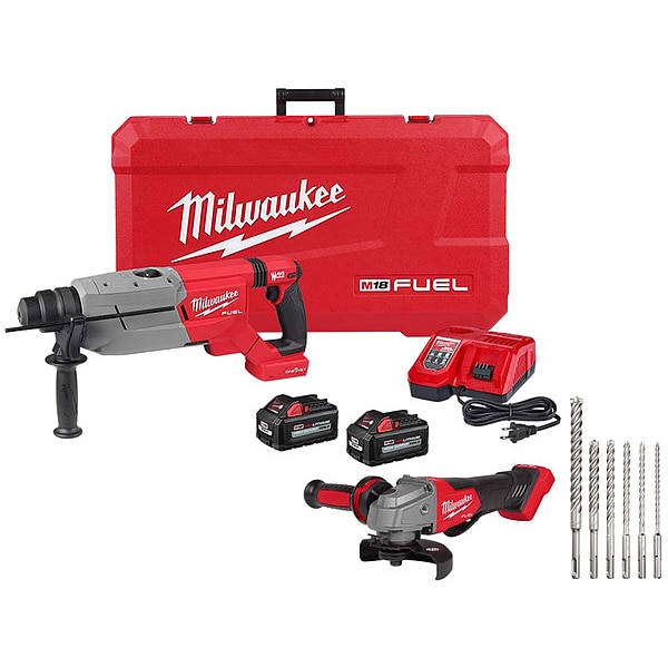 Milwaukee Tool M18 FUEL Hammer + Grinder + MX4 6PC KIT - 2916-22, 2880-20, 48-20-7499