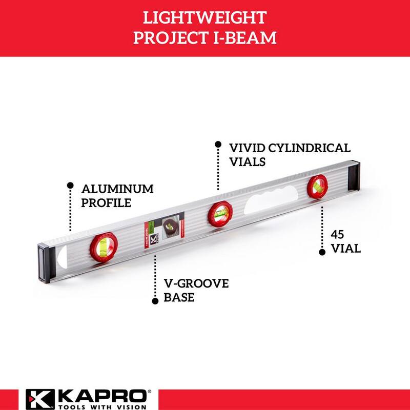 Nivel de burbuja en I-Beam de aluminio Kapro de 24 pulgadas - 130-62-24