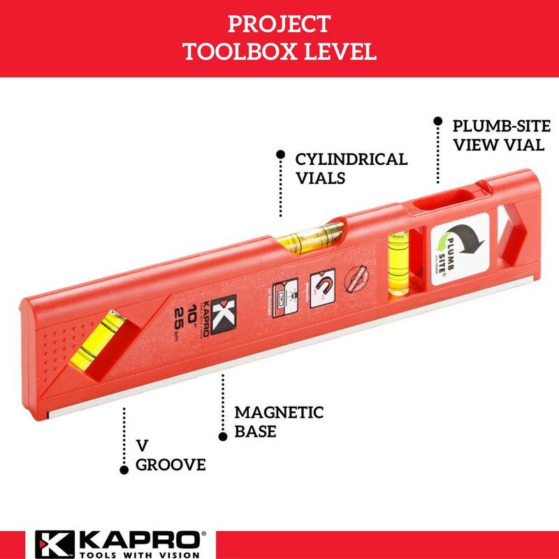 Nivel magnético de caja de herramientas Kapro de 10 pulgadas con Plumb Site - 929