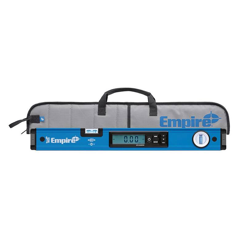 Nivel digital de caja Empire de 24 pulgadas con estuche y nivel de torpedo magnético de 8 pulgadas y escuadra de vigueta True Blue - E105.24-Em71.8-E2994.