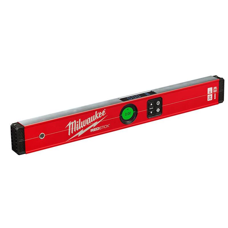 Nivel de caja digital REDSTICK de 24 pulgadas de Milwaukee con tecnología de medición de punto de contacto y luz de inundación LED recargable de 550 lúmenes - MLDIG24-2114-21