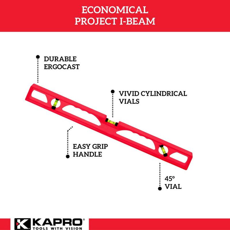 Nivel de burbuja ergonómico de alta resistencia ABS Kapro de 24 pulgadas - 120-62-24