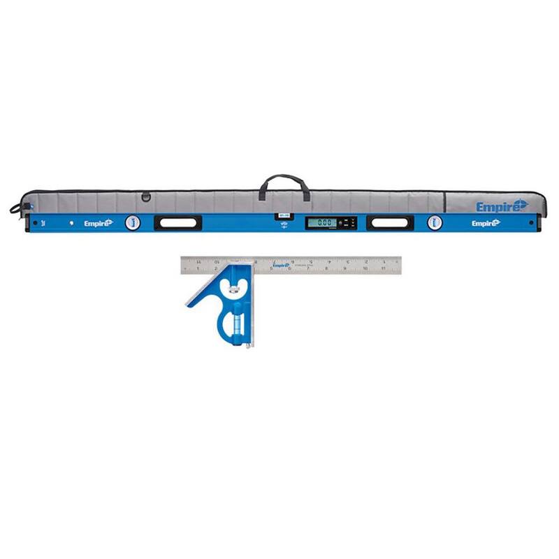 Nivel digital de caja de viga True Blue de 72 pulgadas de Milwaukee con estuche y escuadra de combinación de 12 pulgadas - E105.72-E250