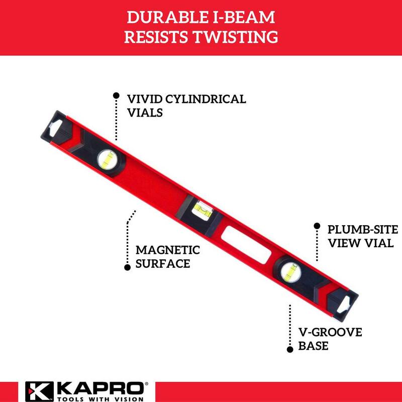 Viga en I magnética de aluminio Kapro de 24 pulgadas con plomada - 159-81-24