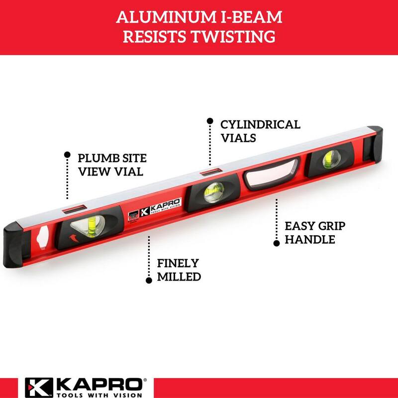 Viga en I de aluminio Kapro de 24 pulgadas con Plumb Site - 170-81-24.