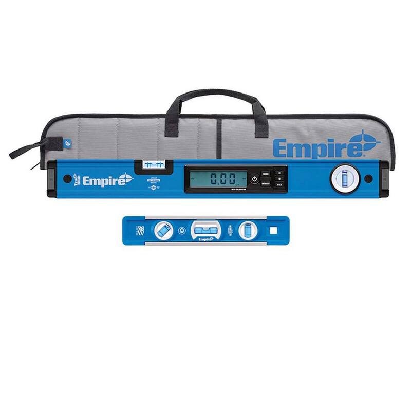 Nivel de caja digital de viga verdadera azul magnético de 24 pulgadas de Milwaukee con estuche y nivel de torpedo profesional verdadero azul de 9 pulgadas - EM105.24-EM81.9.
