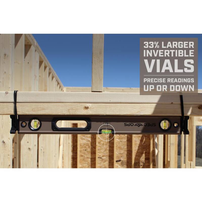 Nivel de caja magnético SPEC OPS de 72 pulgadas, sistema de bungee para torniquete, burbujas de bloque 33% más grandes, de aluminio - SPEC-LEVEL72M