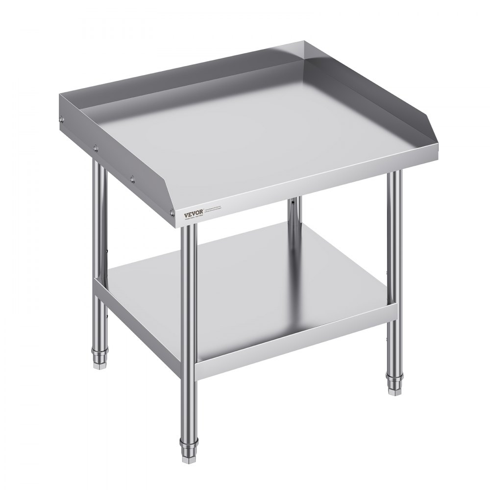 VEVOR Stainless Steel Work Table, 24 x 28 x 26 Inch Commercial Food Prep Worktable, 3-Sided Backsplash Heavy Duty Prep Worktable, Metal Work Table with Adjustable Height for Restaurant Home Hotel - CFBXGGZTSBT2QR0IEV0