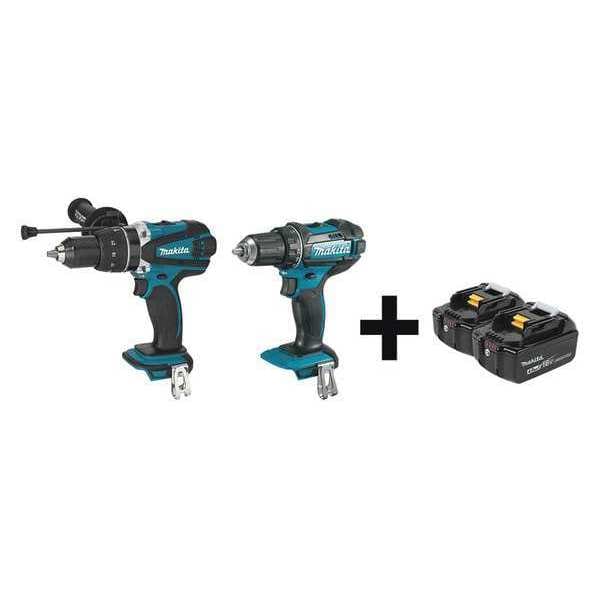 Makita Cordless Combo Kit, 18.0 V, 2 Tools, 2 Batt - XPH03Z, XFD10Z + BL1840B-2