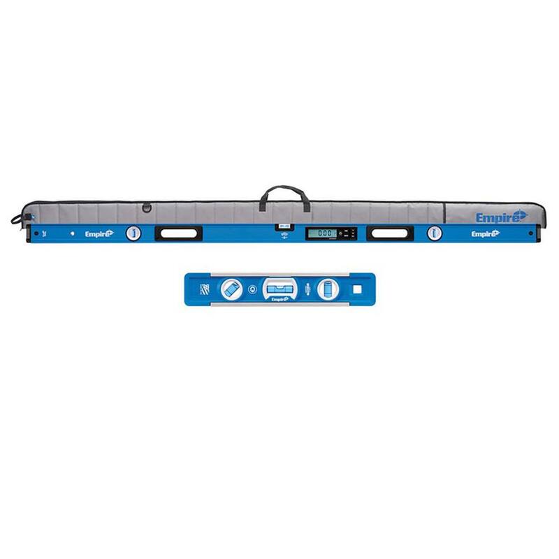 Nivel de caja digital con viga verdadera de 72 pulgadas de Milwaukee con estuche y nivel torpedo profesional True Blue de 9 pulgadas - E105.72-EM81.9