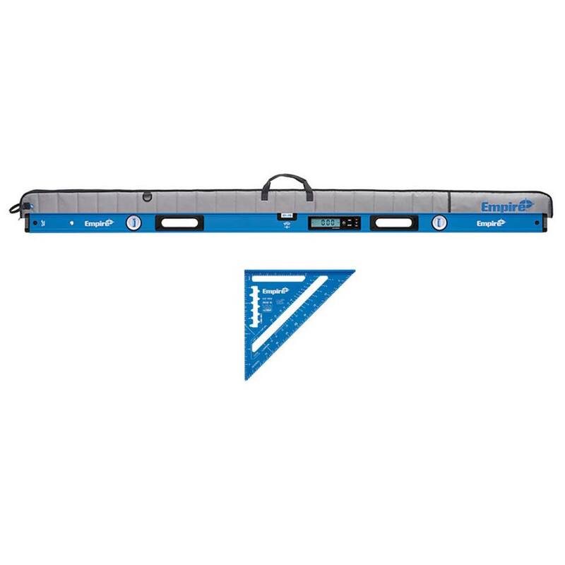 Nivel de caja de viga digital True Blue de 72 pulgadas de Milwaukee con estuche y escuadra de rafter de aluminio grabada con láser de 7 pulgadas - E105.72-e2994.