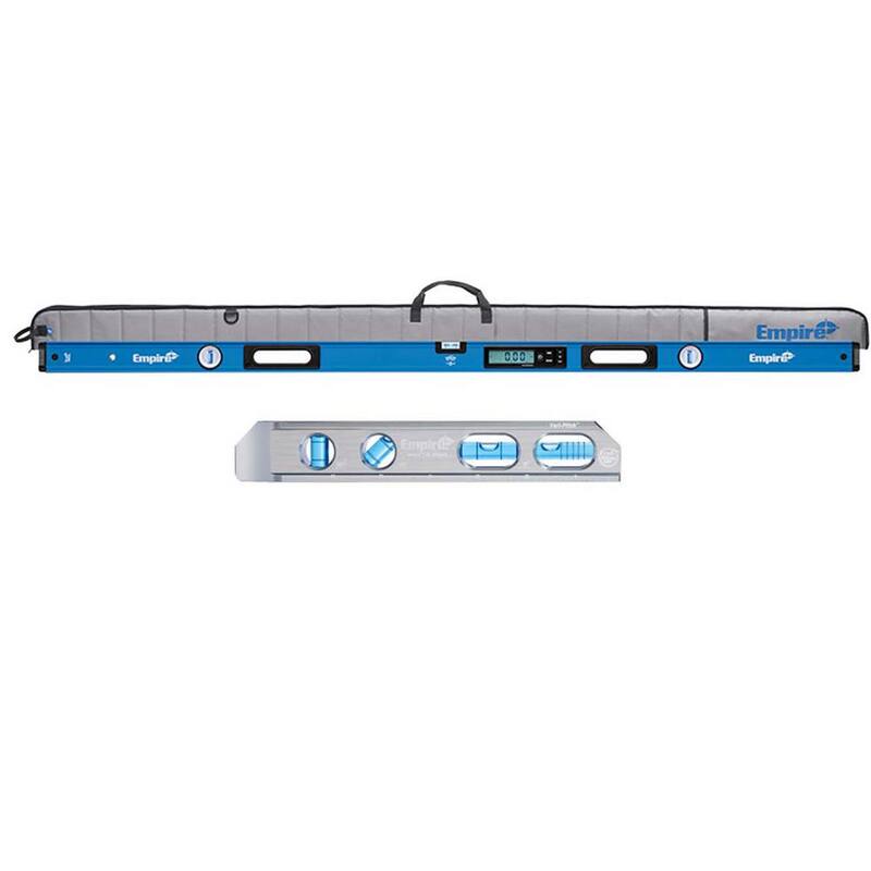 Nivel de caja digital de viga True Blue de 72 pulgadas de Milwaukee con estuche y nivel de torpedo de billete magnético True Blue de 8 pulgadas - E105.7-2EM71.8