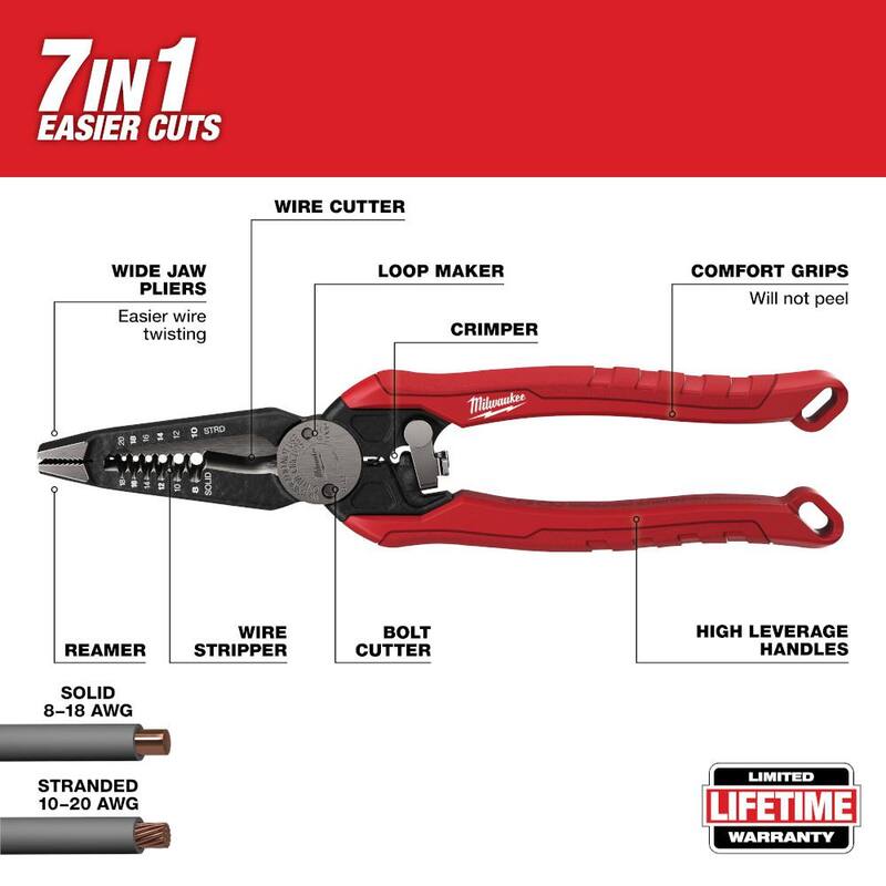 Milwaukee 9 pulgadas 7 en 1 alicates de corte y pelado de alambre de alta palanca - 48-22-3078