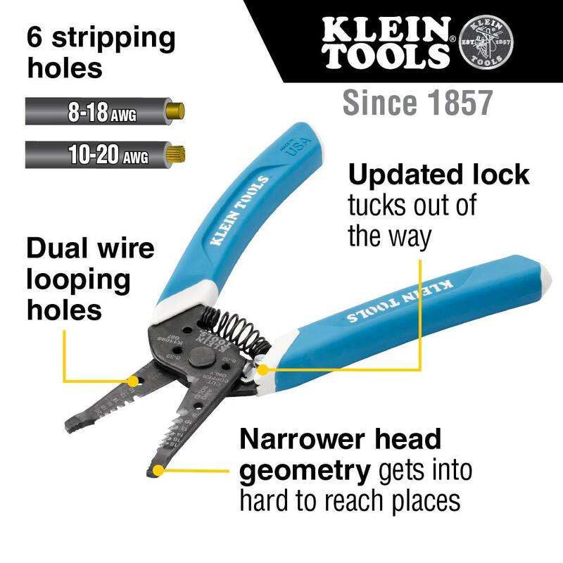 Herramienta para pelar y cortar alambre Klein-Kurve de Klein Tools, calibre 8-20 AWG - K11095SEN