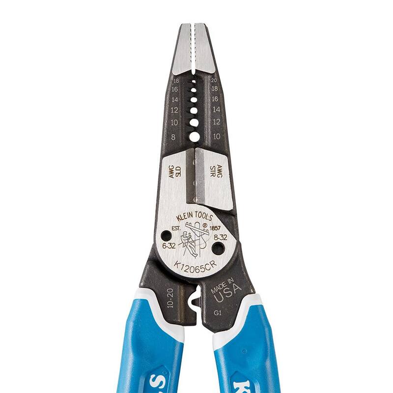 Herramienta multitarea Klein-Kurve de Klein Tools para pelar, cortar y crimpar alambre pesado, calibre 8-20 - K12065CRSEN.