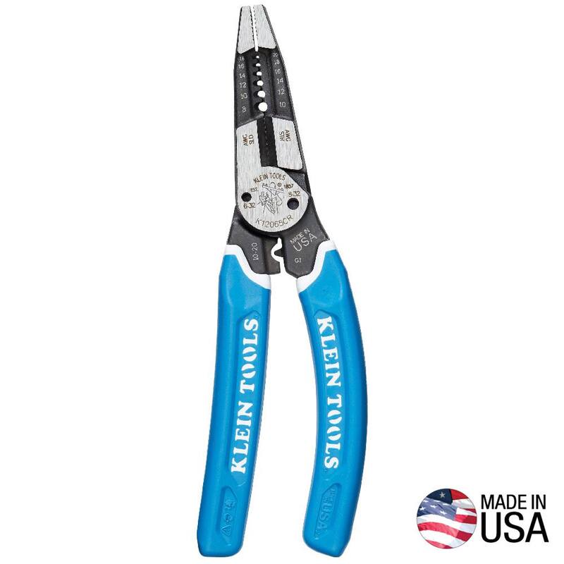 Herramienta multitarea Klein-Kurve de Klein Tools para pelar, cortar y crimpar alambre pesado, calibre 8-20 - K12065CRSEN.