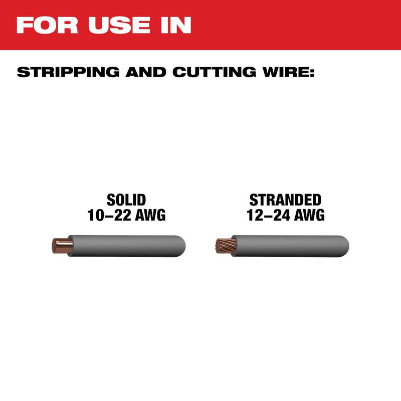Pelacables/Cortador compacto Milwaukee 10-24 AWG con agarre sumergido - 48-22-3043