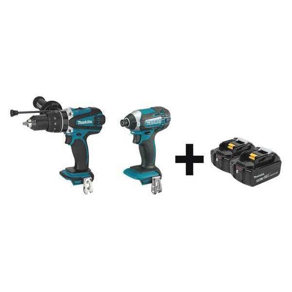 Makita Cordless Combo Kit, 18.0 V, 2 Tools, 2 Batt - XPH03Z, XDT11Z + BL1840B-2