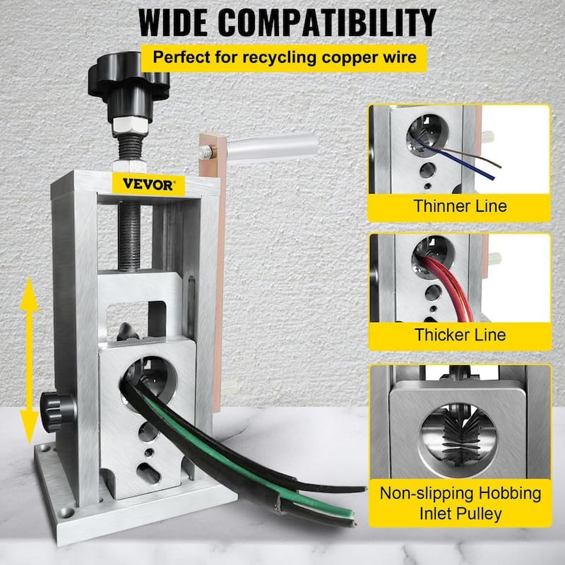 Máquina peladora de cables VEVOR de 0.06 a 1.57 pulgadas, accionada por taladro, pelacables de cobre manual con hoja ultra larga tratada térmicamente - S420W15MM38MM1LM9V0