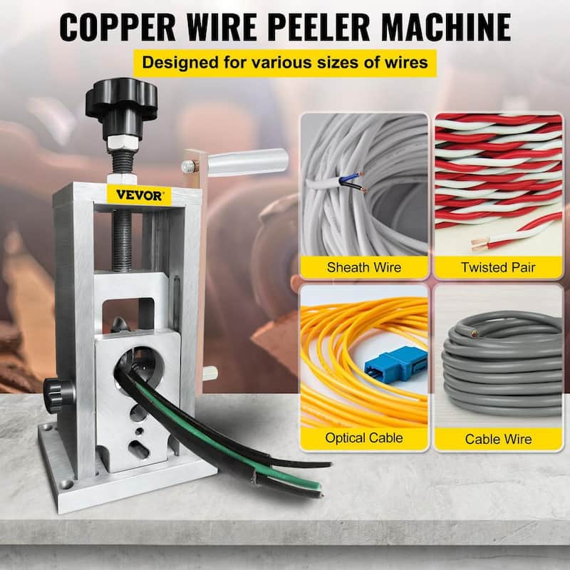 Máquina peladora de cables VEVOR de 0.06 a 1.57 pulgadas, accionada por taladro, pelacables de cobre manual con hoja ultra larga tratada térmicamente - S420W15MM38MM1LM9V0