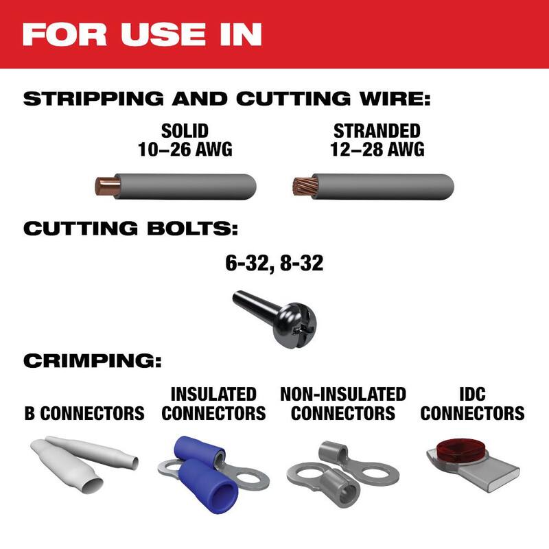 Pelacables/Cortador de Alambre Multiuso Milwaukee 10-28 AWG con Cabeza Reforzada y Agarre Sumergido - 48-22-3052