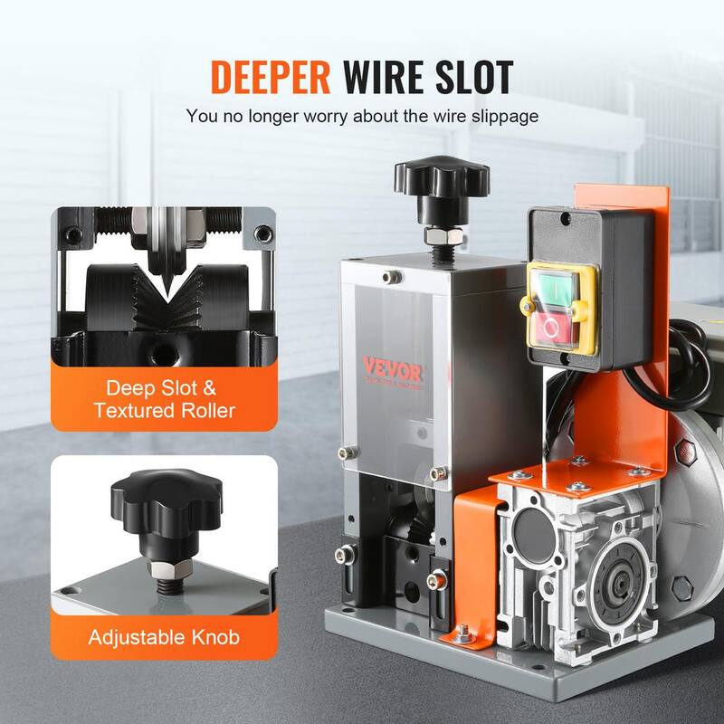 Máquina automática para pelar cables de alambre VEVOR de 0.06 pulgadas a 0.98 pulgadas. Peladora de cables motorizada eléctrica de 180W 60 pies/min para cobre - BX180W11525MMAVETV1