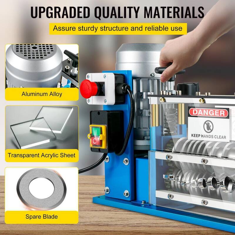 Máquina eléctrica para pelar cables VEVOR 370 vatios 0,06 a 0,15 pulgadas. Pelacables automático con 11 canales 10 cuchillas - DDBXJTDMC370WTYEYV1