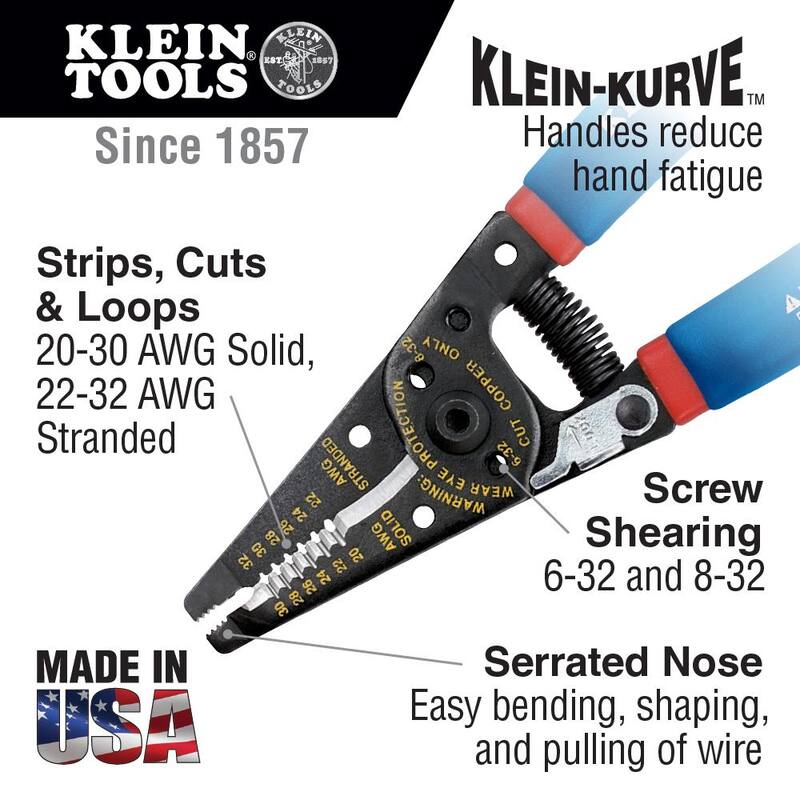 Klein Tools Klein-Kurve Pelacables y Cortador de Alambre 20-30 Sólido, 22-32 Filamentos - 11057